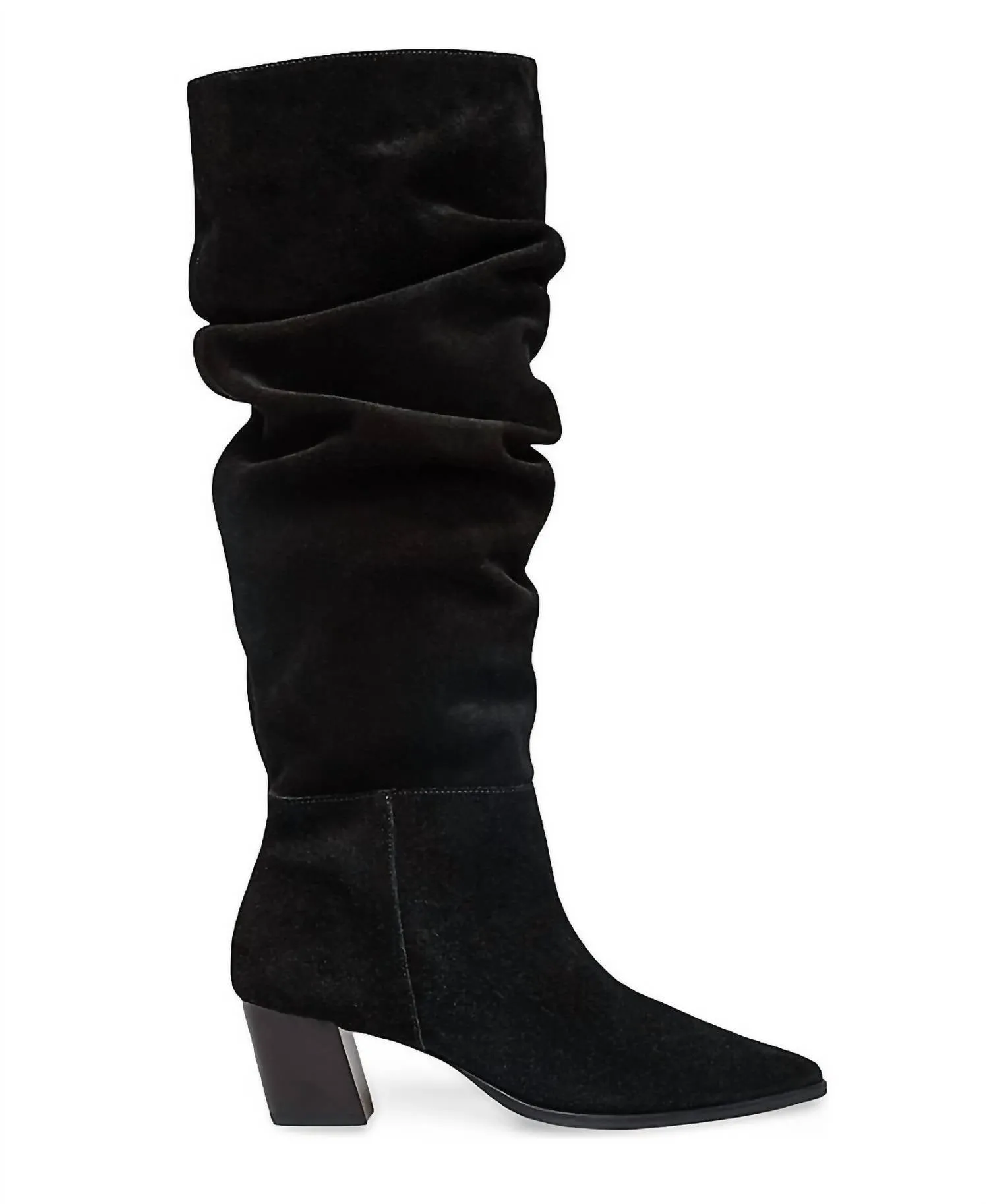 Fallyn Rusched Calf Boots In Black