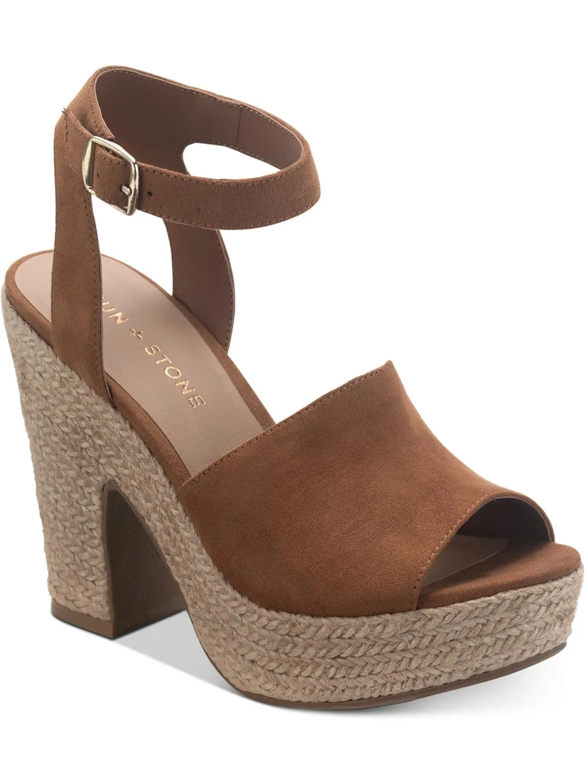 Fey Womens Microsuede Block Heel Platform Sandals