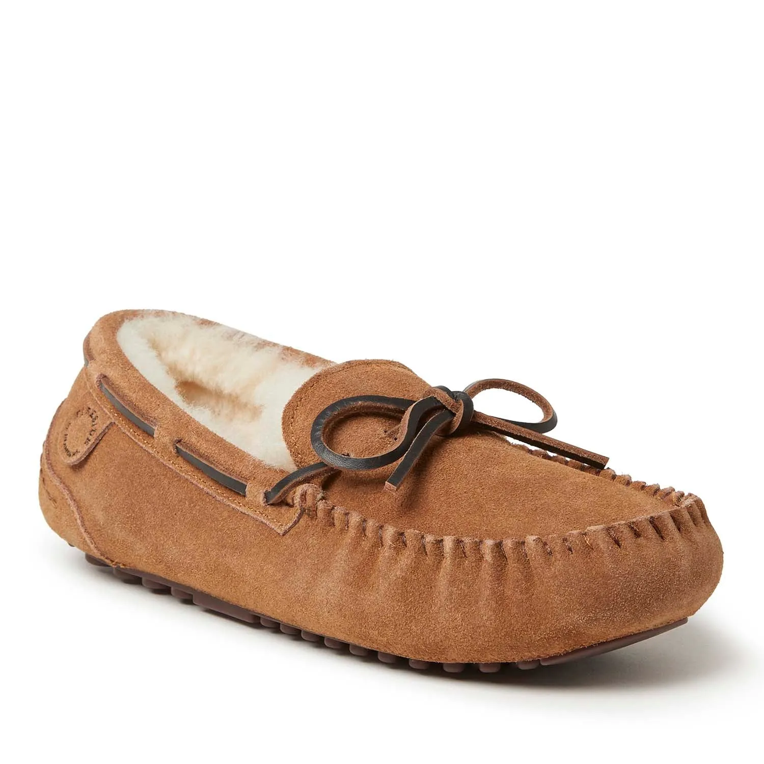 Fireside By Dearfoams Men's Victor Genuine Shearling Moccasin with Tie
