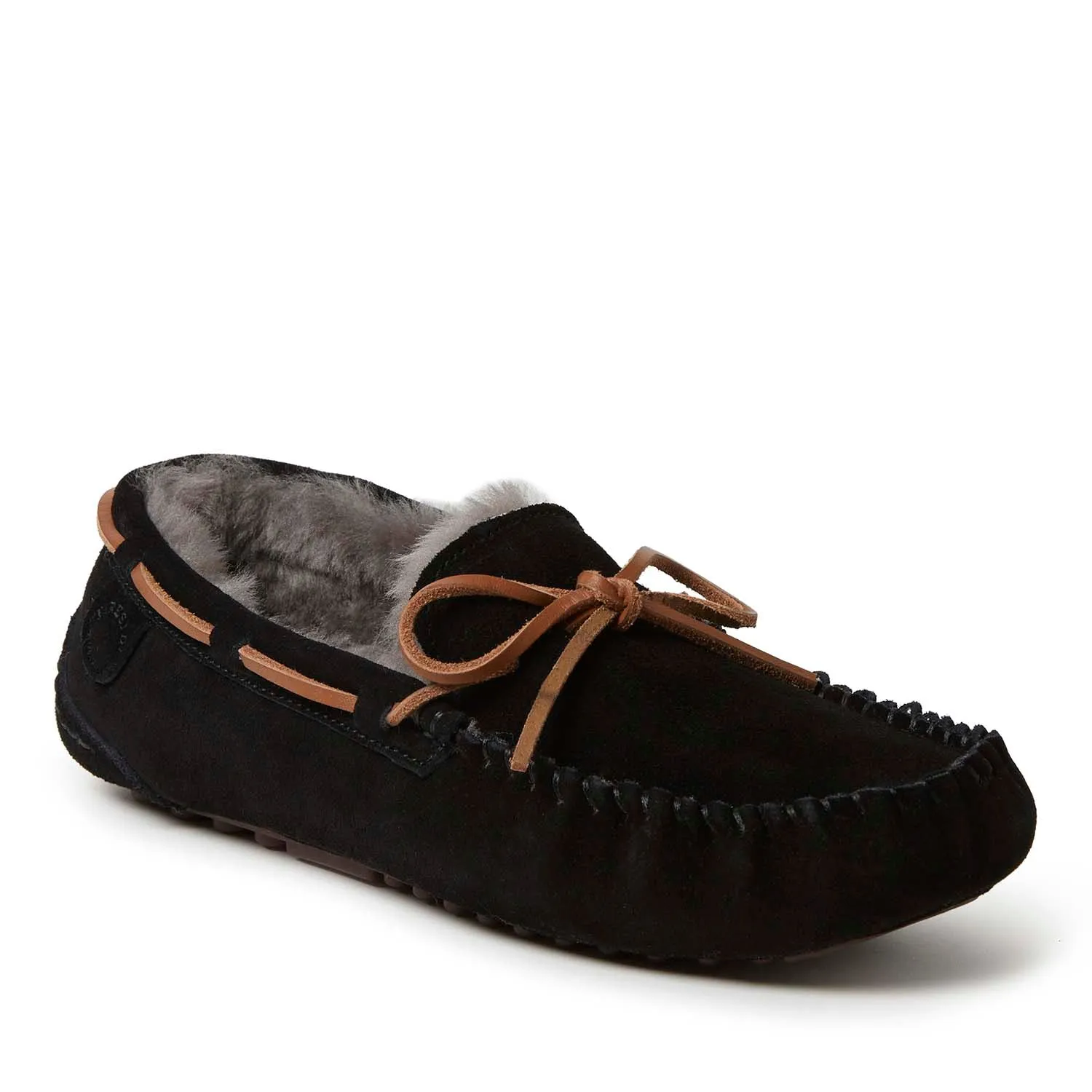 Fireside By Dearfoams Men's Victor Genuine Shearling Moccasin with Tie