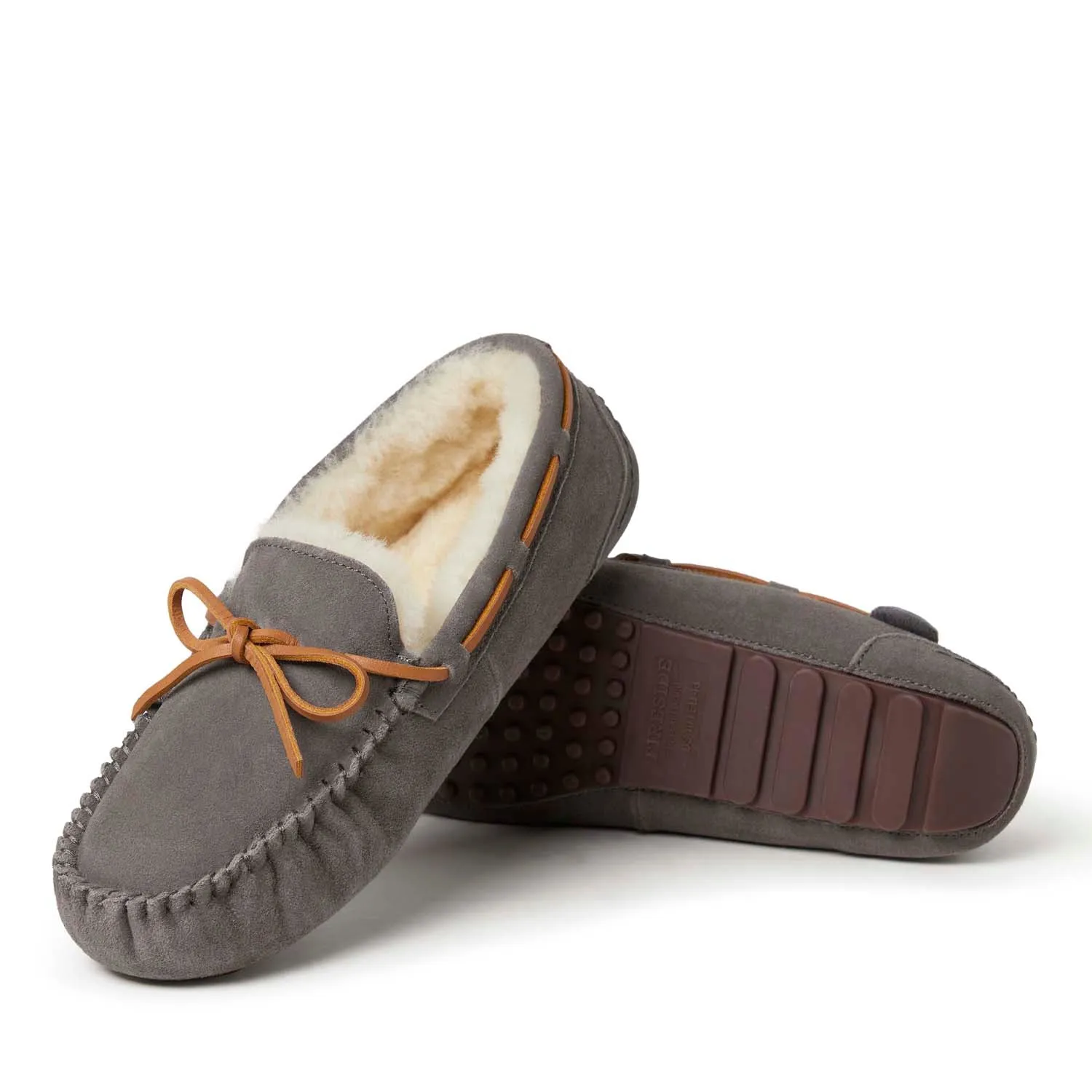 Fireside By Dearfoams Men's Victor Genuine Shearling Moccasin with Tie