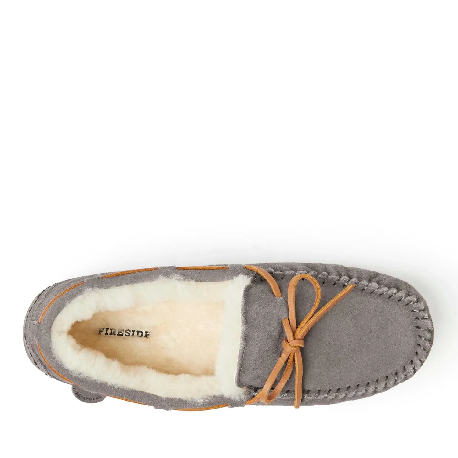 Fireside By Dearfoams Men's Victor Genuine Shearling Moccasin with Tie