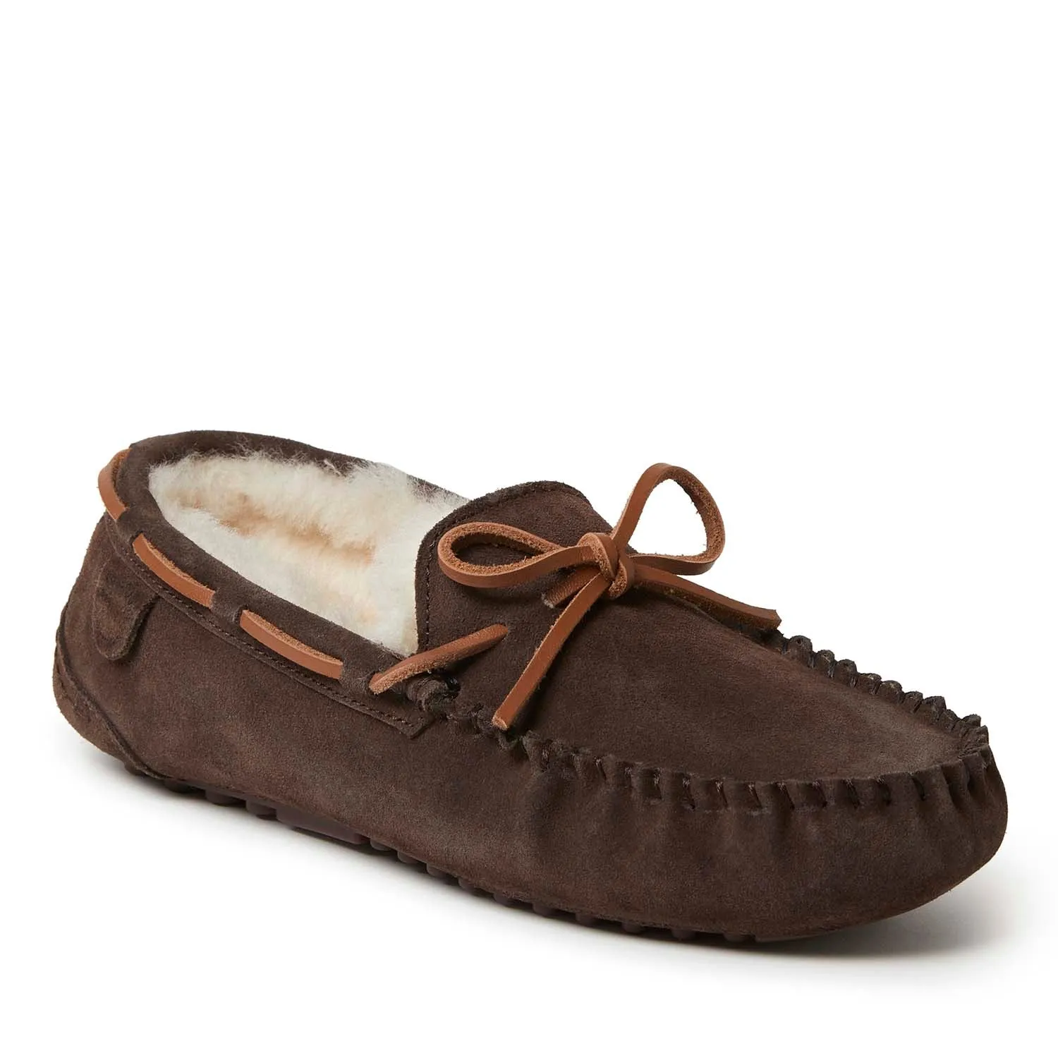 Fireside By Dearfoams Men's Victor Genuine Shearling Moccasin with Tie