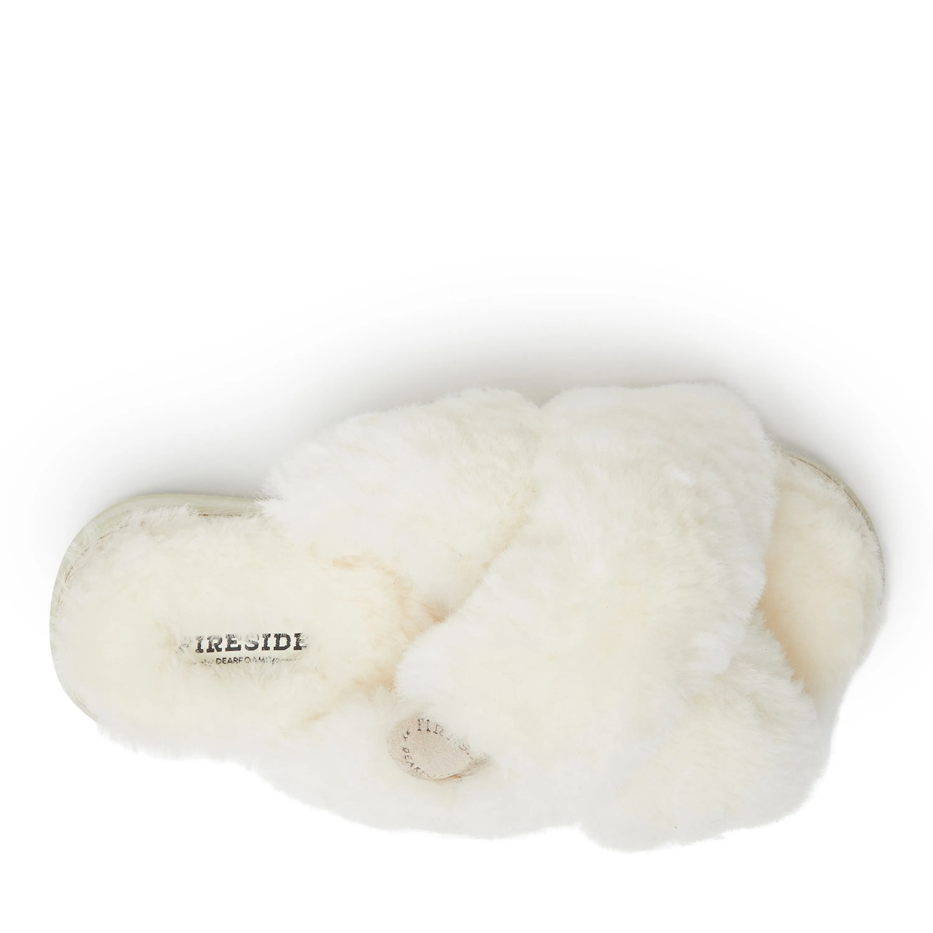 Fireside By Dearfoams Women's New Castle Genuine Shearling Cross Band Slide