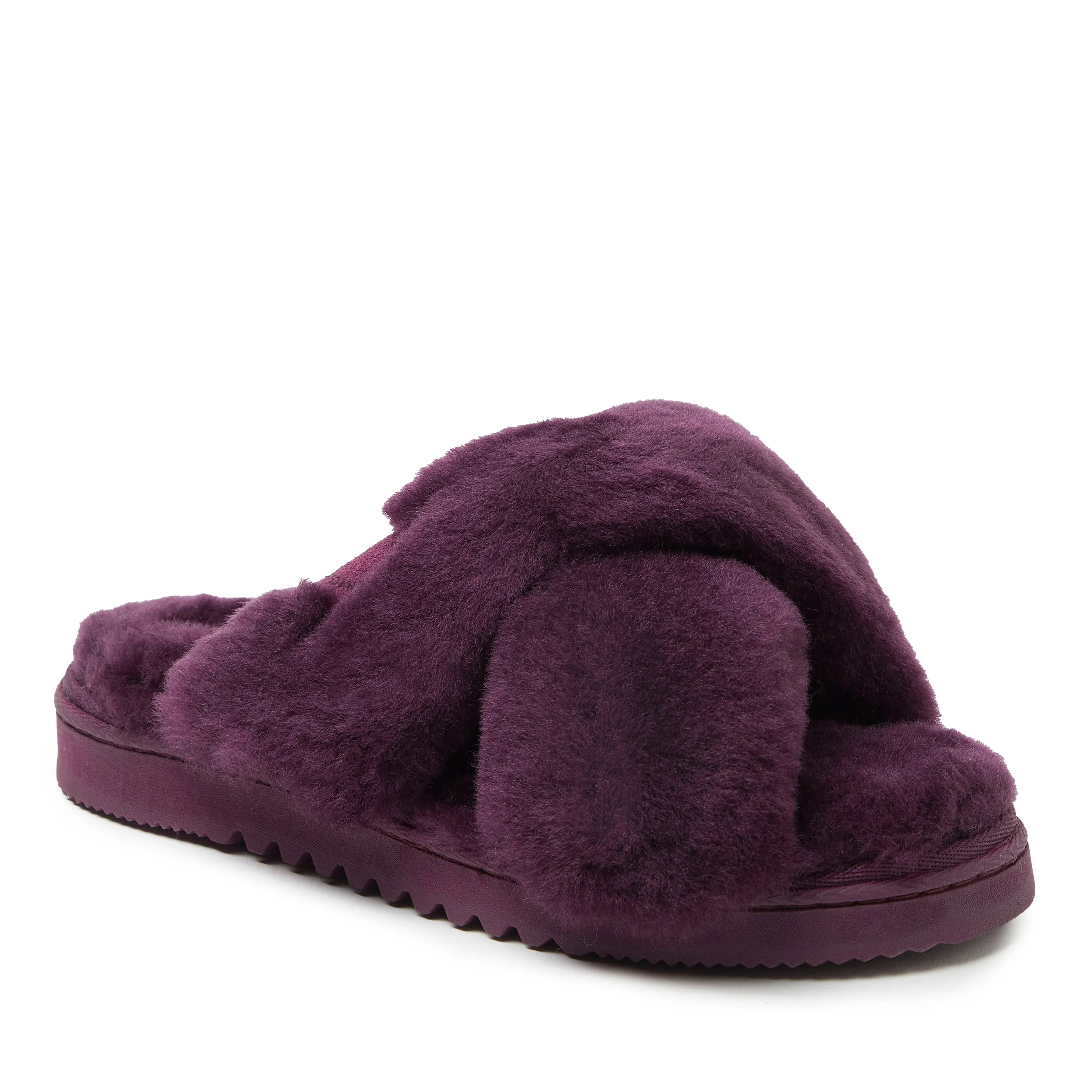 Fireside By Dearfoams Women's New Castle Genuine Shearling Cross Band Slide
