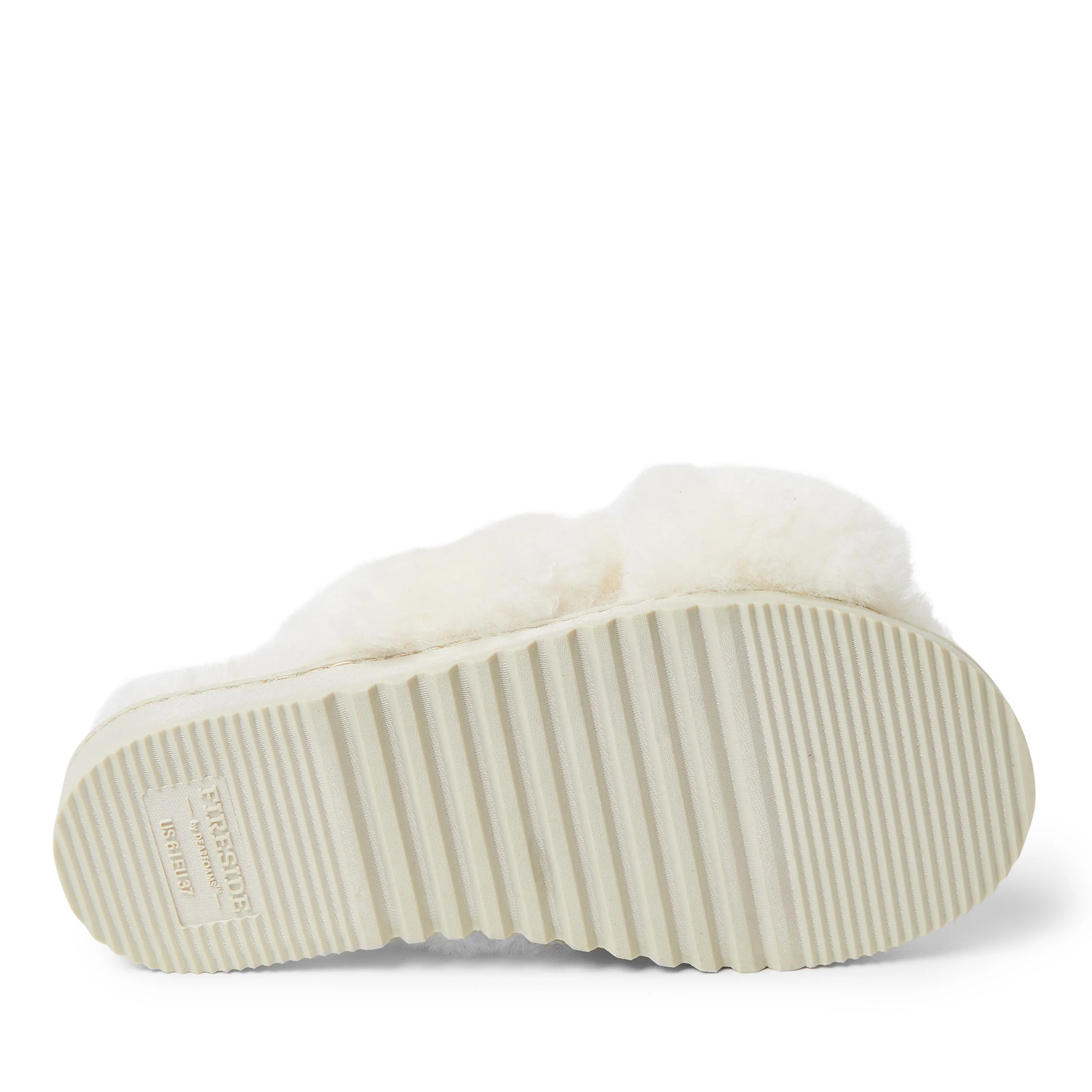 Fireside By Dearfoams Women's New Castle Genuine Shearling Cross Band Slide
