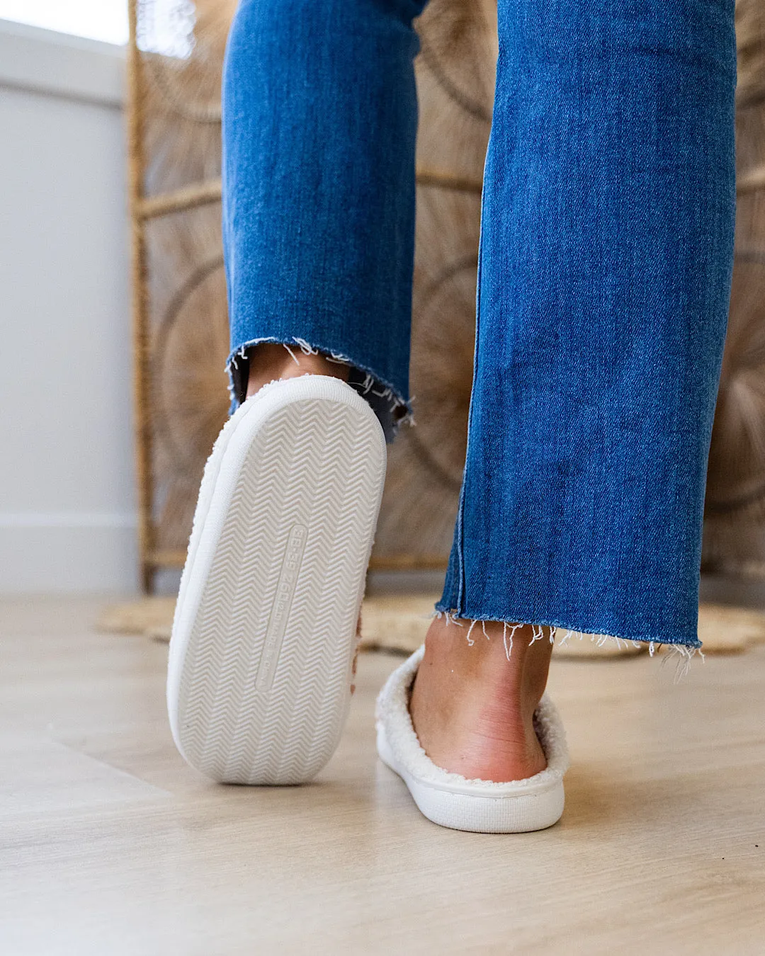 Floral Checkered Slippers - Beige FINAL SALE