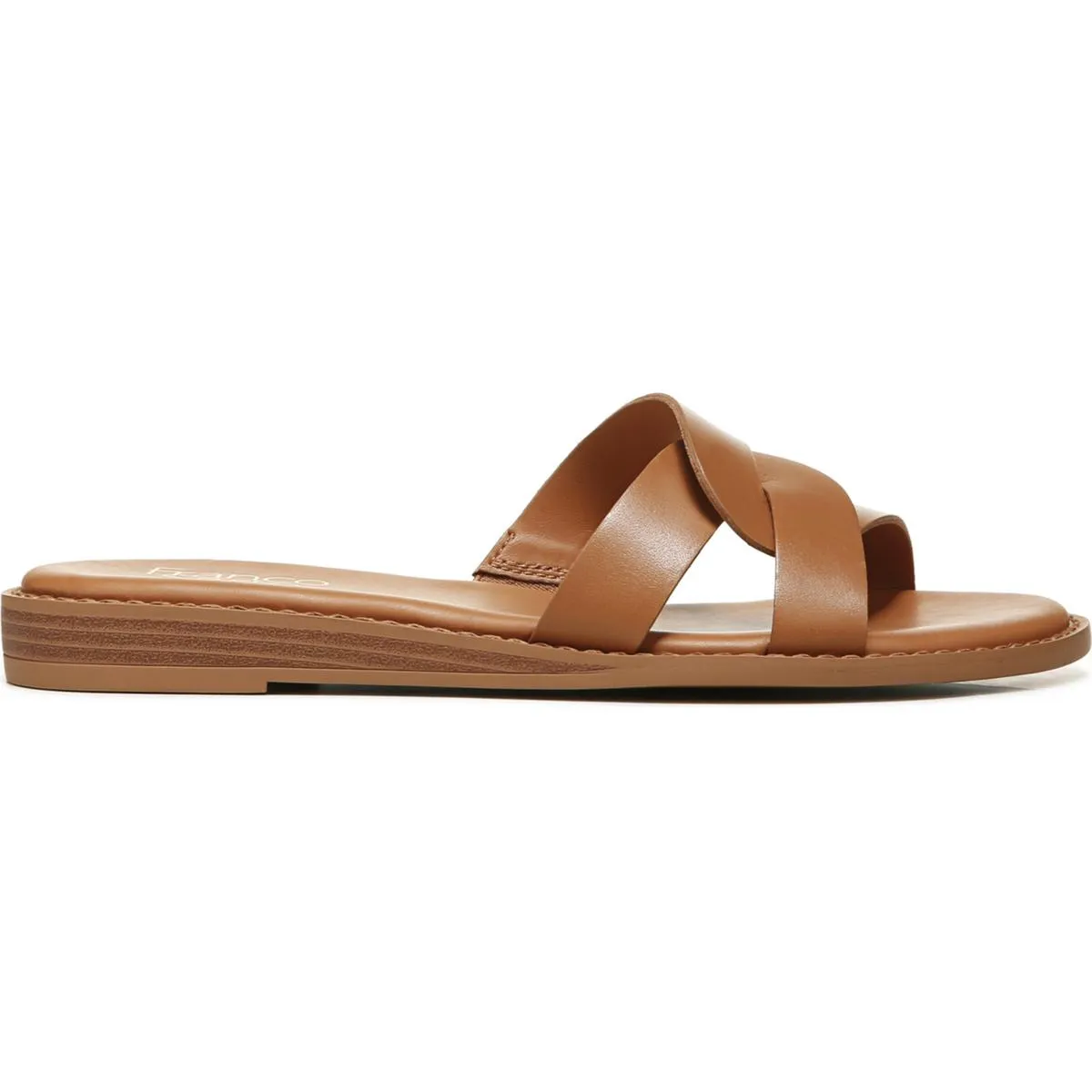 Geras Womens Leather Open Toe Slide Sandals