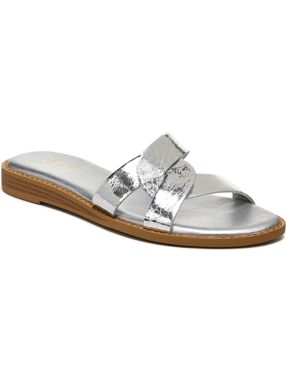 Geras Womens Leather Open Toe Slide Sandals