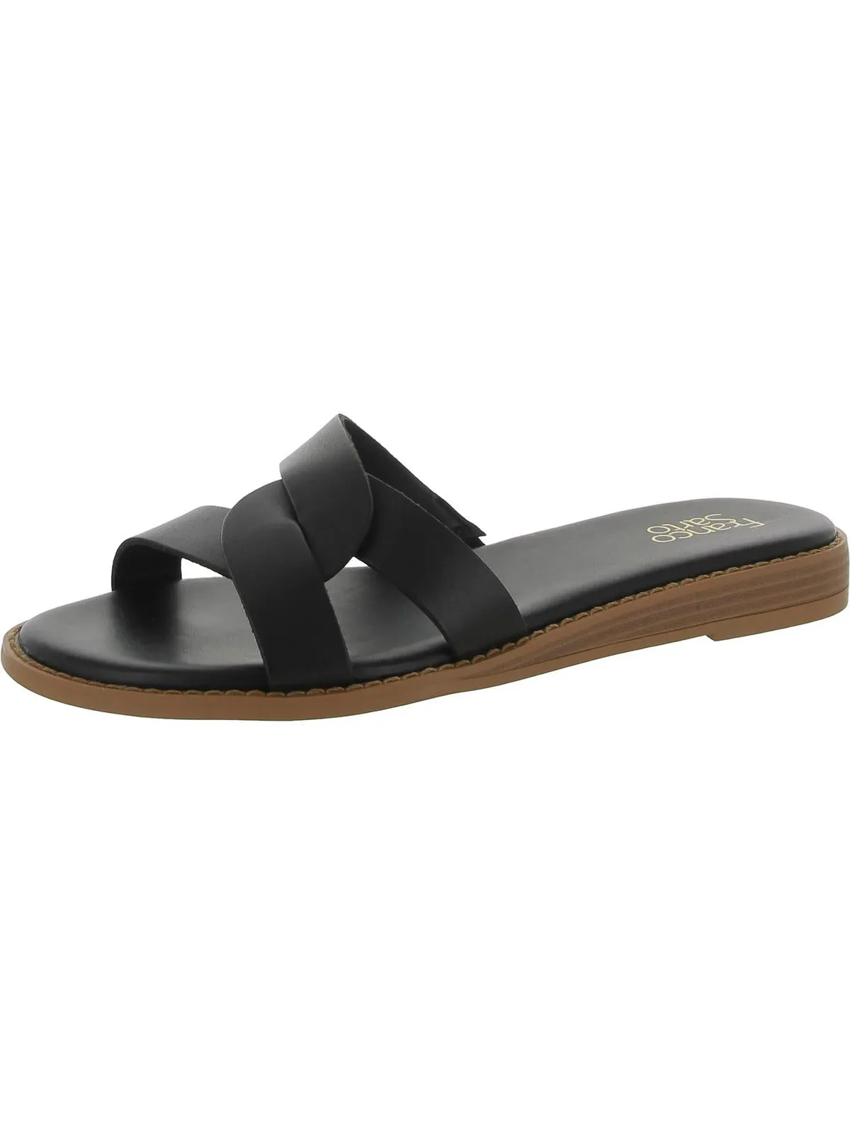 Geras Womens Leather Open Toe Slide Sandals