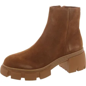 Halt Womens Suede Block Heel Ankle Boots