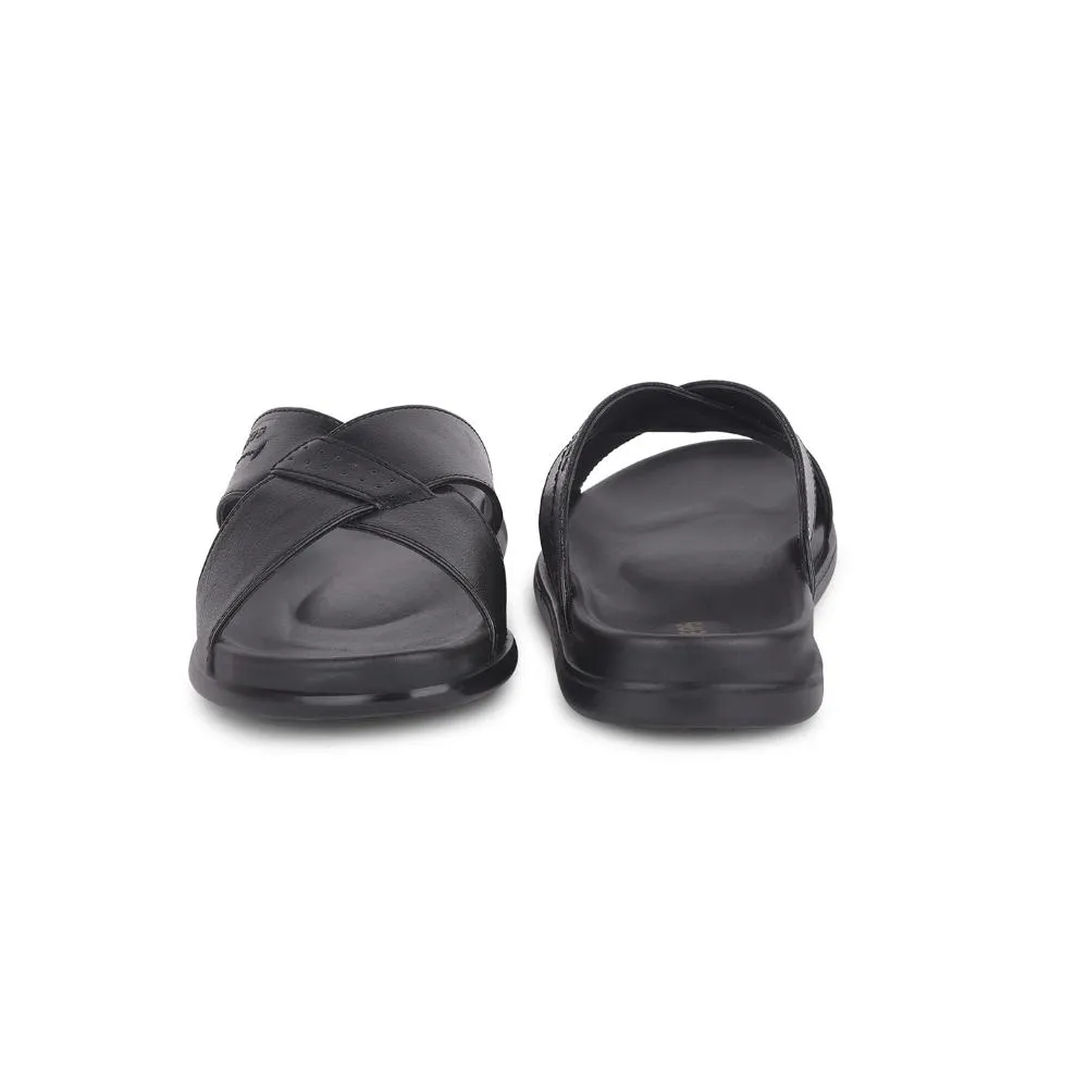 Healers Casual Black Slippers For Men LEEKS-2 By Liberty