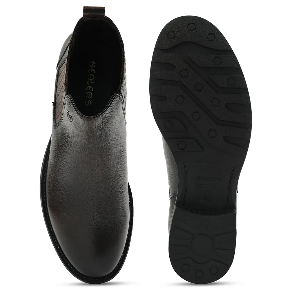 Healers Dark Brown Casual Non Lacing Chelsea Boots For Mens J757-01 By Liberty