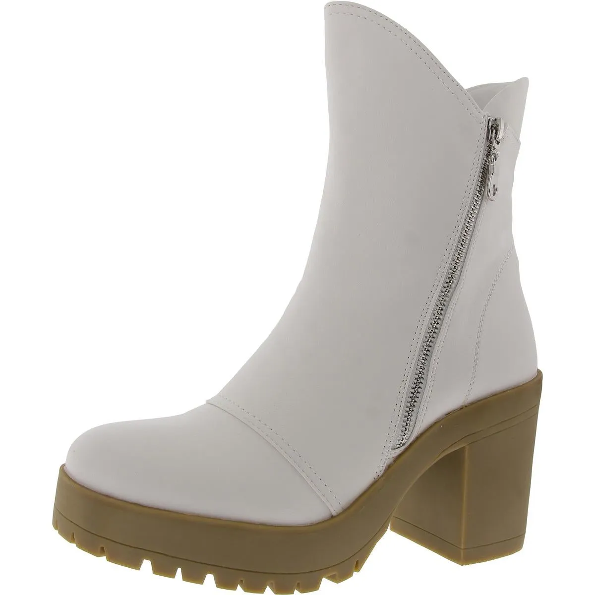 Jaquie Womens Faux Leather Pull On Mid-Calf Boots
