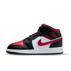 Jordan 1 Mid Black Fire Red (GS)