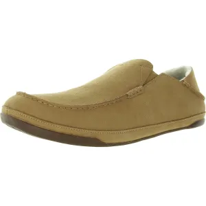 Kipuka Hulu Mens Leather Shearling Lined Moccasin Slippers