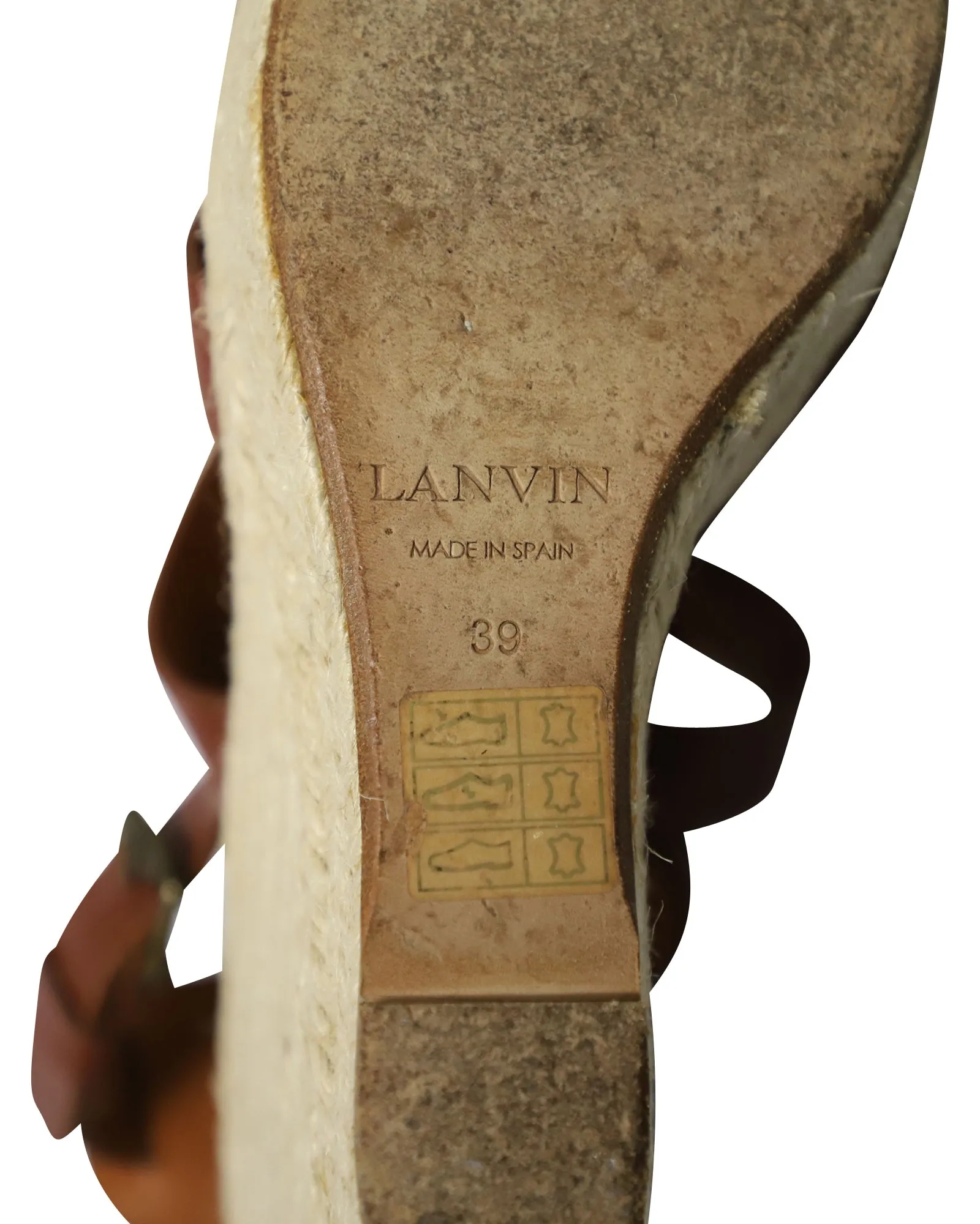 Lanvin Espadrille Wedge Sandals in Brown Leather
