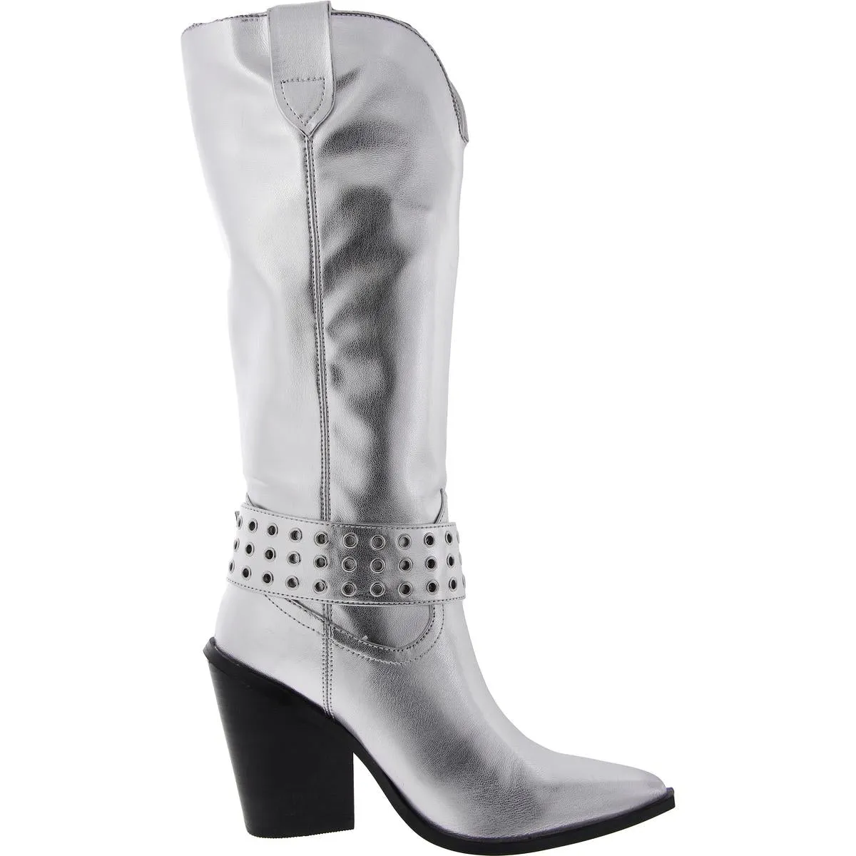 Lennon Womens Faux Leather Pointed Toe Knee-High Boots