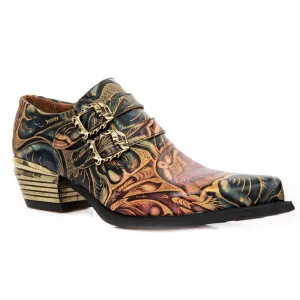 M-7960-s14 Embossed Vintage Shoes Leather