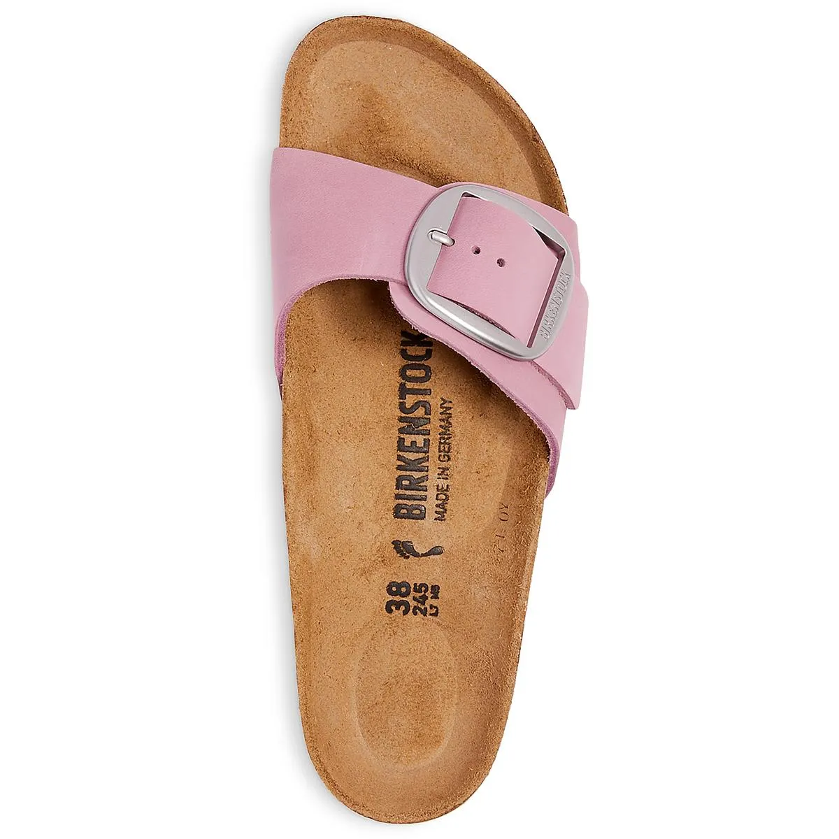 Madrid Big Buckle Womens Leather Flat Slide Sandals