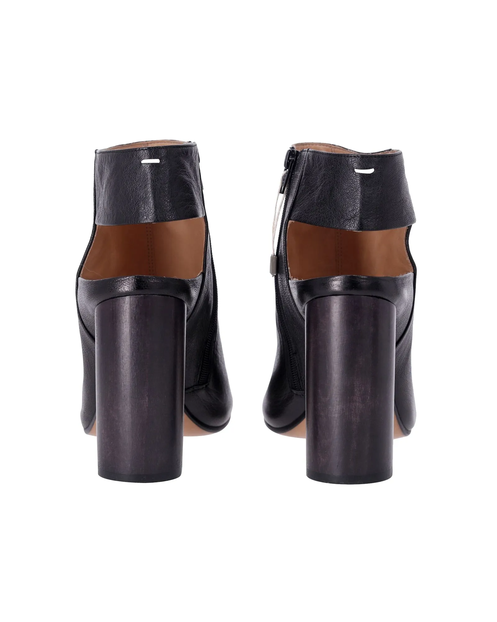 Maison Margiela Cut-out Leather Ankle Boots In Black Leather