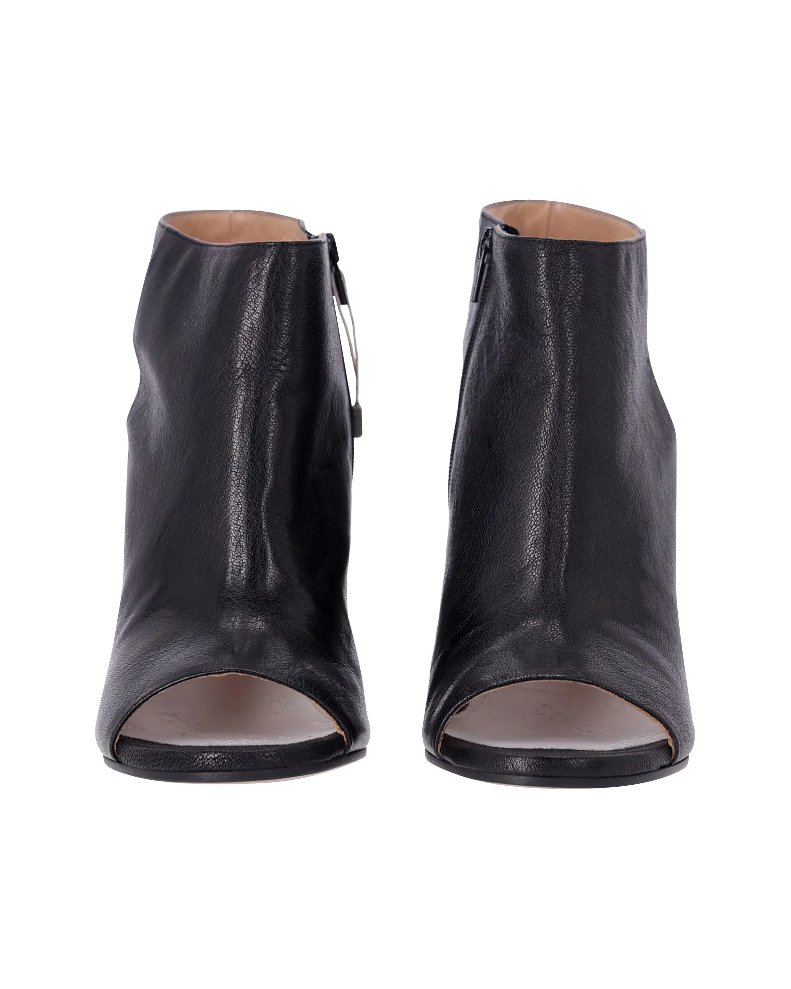 Maison Margiela Cut-out Leather Ankle Boots In Black Leather