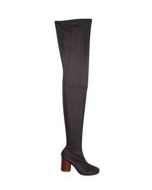 Maison Margiela Mid-thigh Boots in Dark Grey Canvas