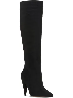 Maynard Womens Faux Suede Pointed Toe Thigh-High Boots