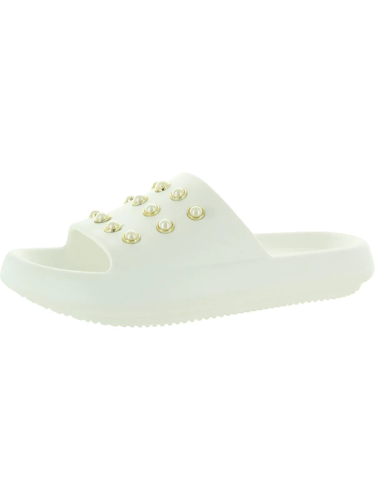 Mello Eva Pearl Womens Embellished Comfort Insole Slide Sandals