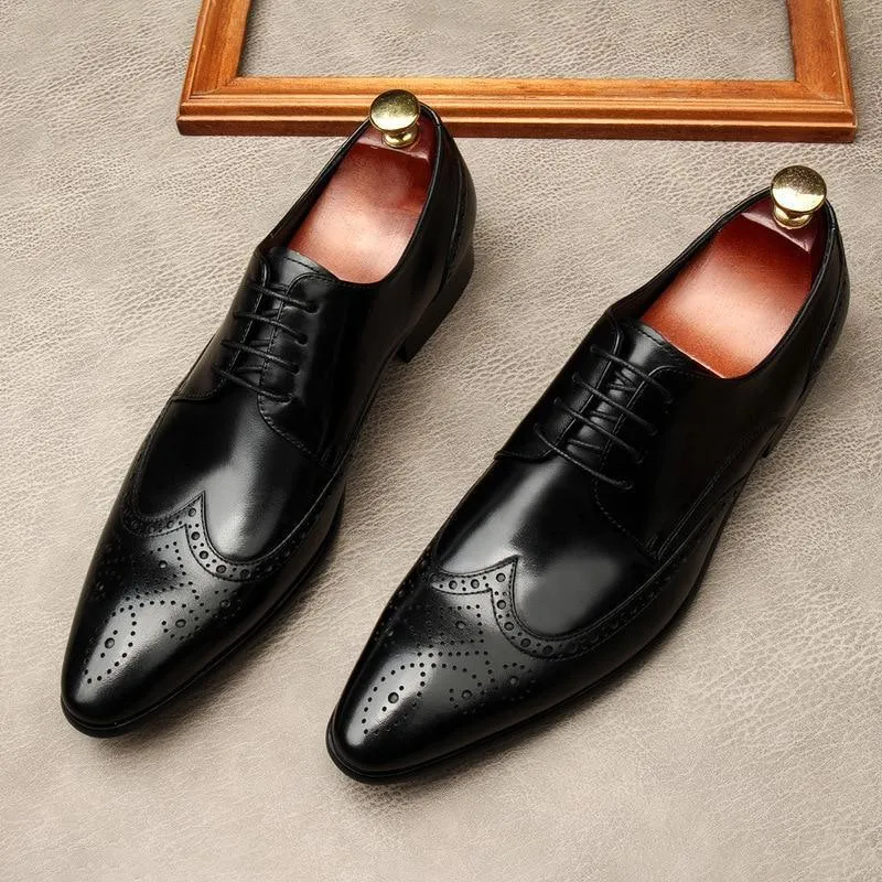 Men Dress Shoes -  Edgardo Oxford Leather Shoes