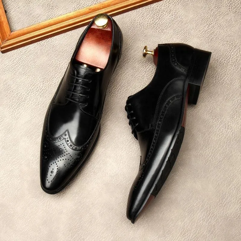 Men Dress Shoes -  Edgardo Oxford Leather Shoes