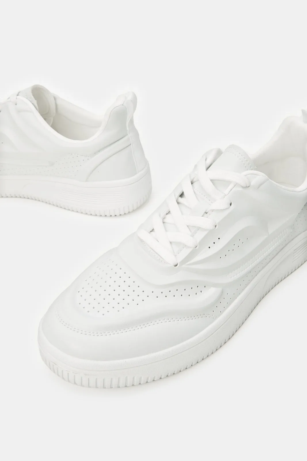 Men White Material Block Sneaker