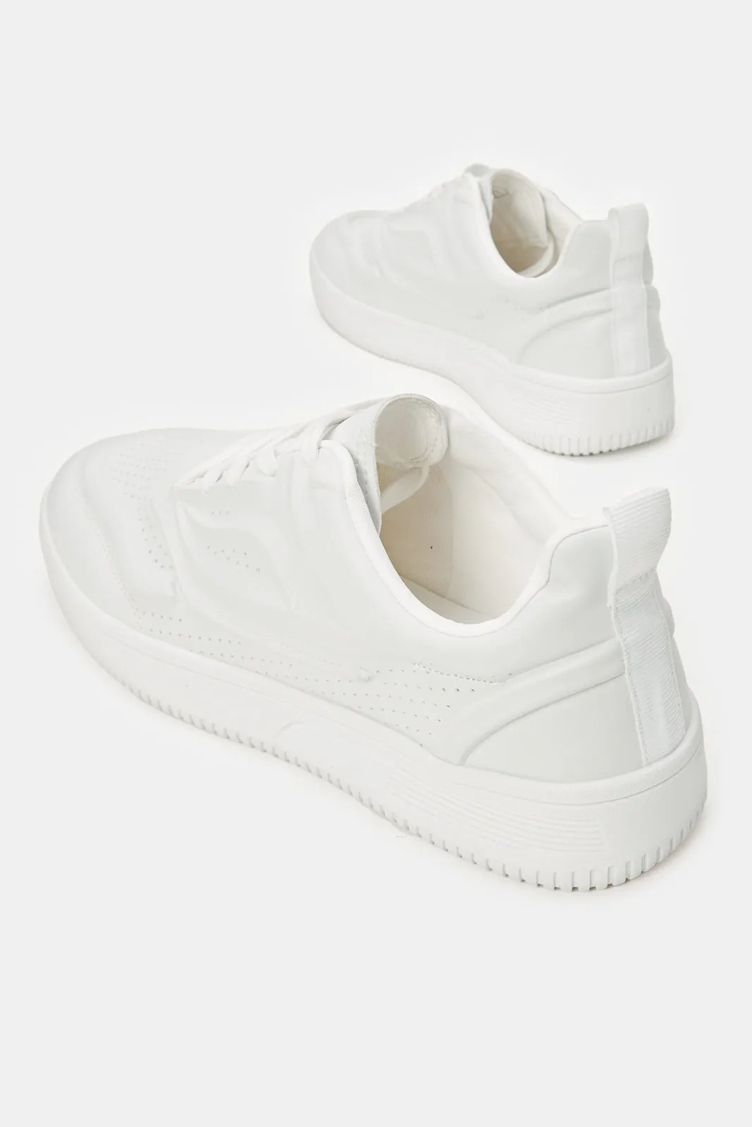 Men White Material Block Sneaker