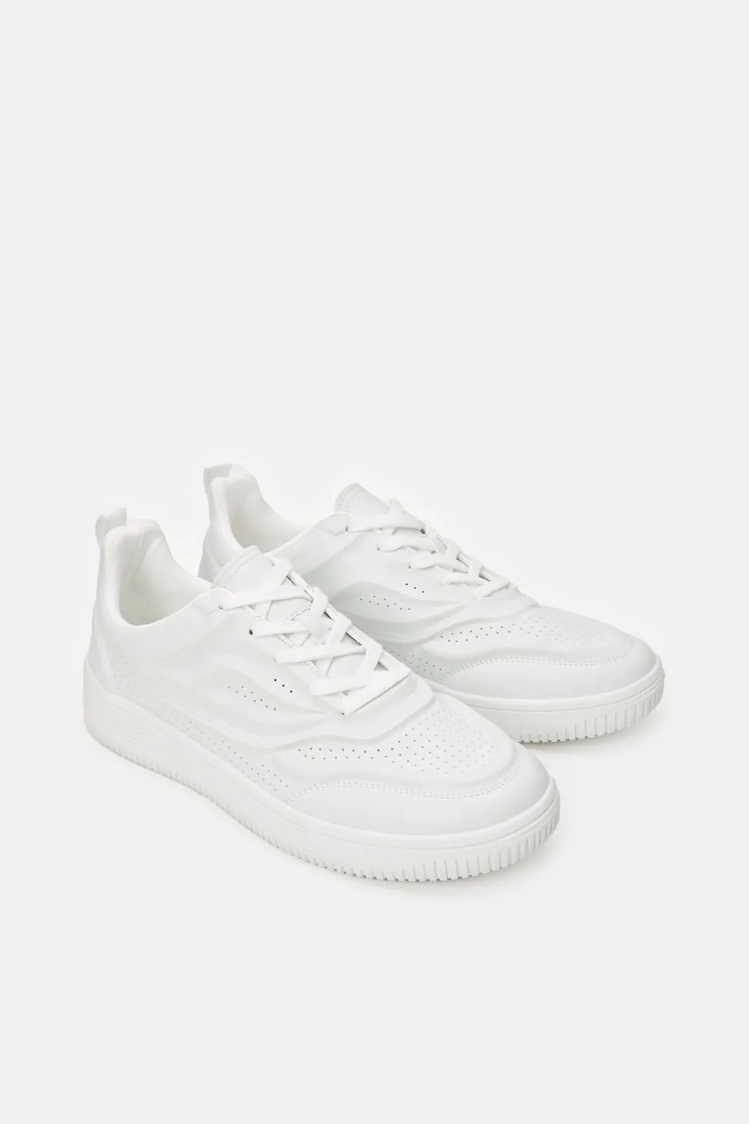 Men White Material Block Sneaker