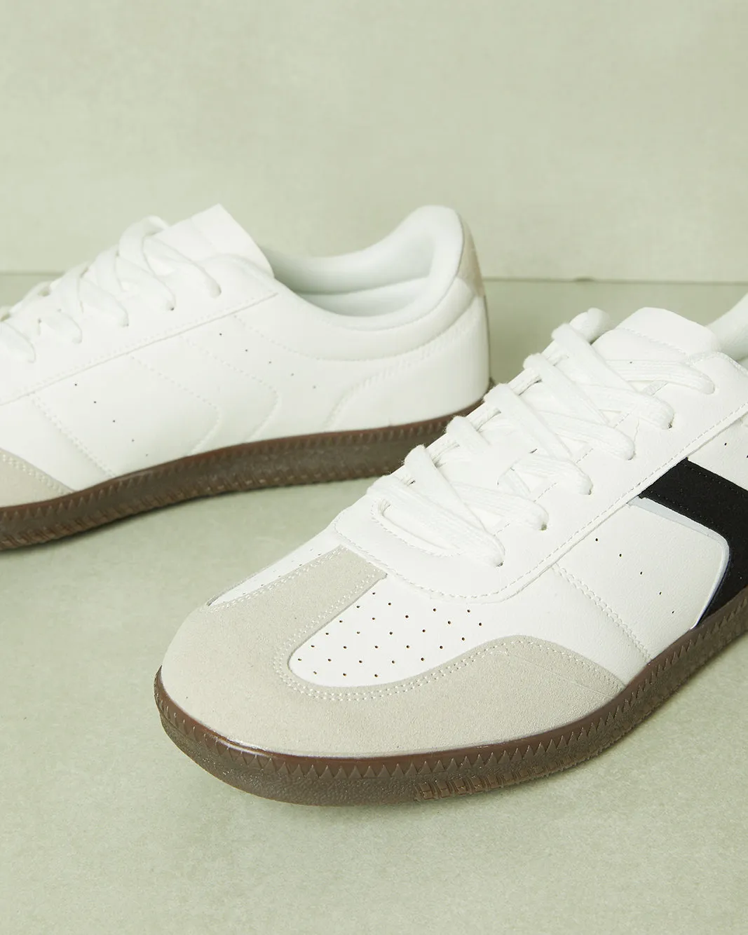 Men White Material Block Sneakers