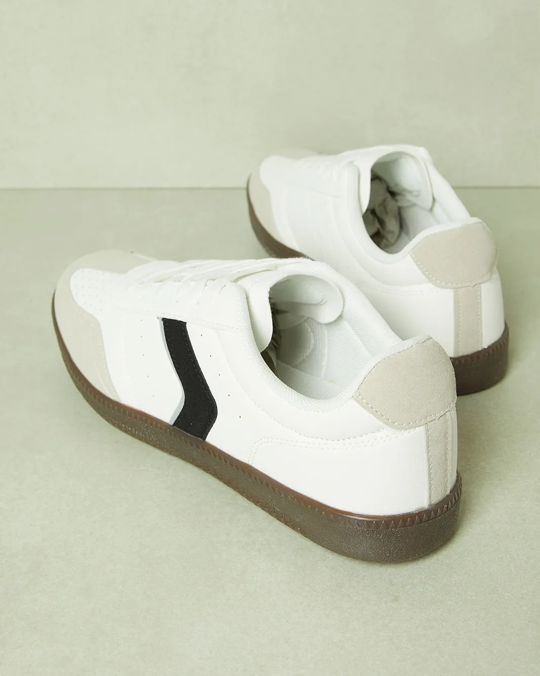 Men White Material Block Sneakers