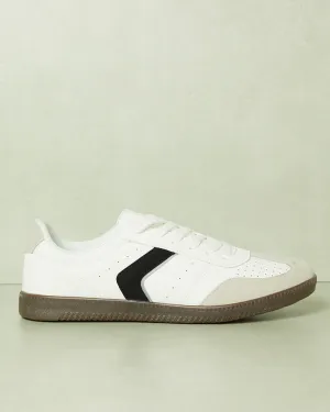 Men White Material Block Sneakers