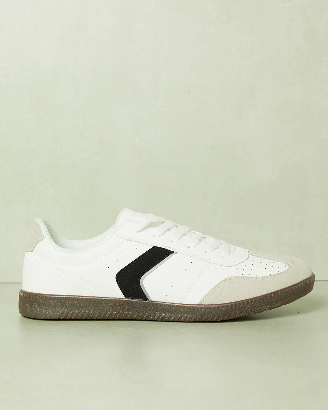 Men White Material Block Sneakers