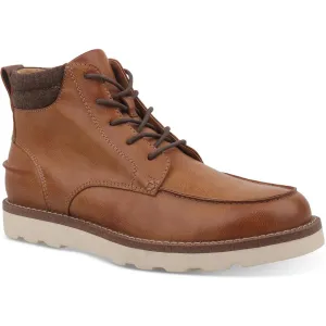 Mens Comfort Insole Faux Leather Combat & Lace-Up Boots
