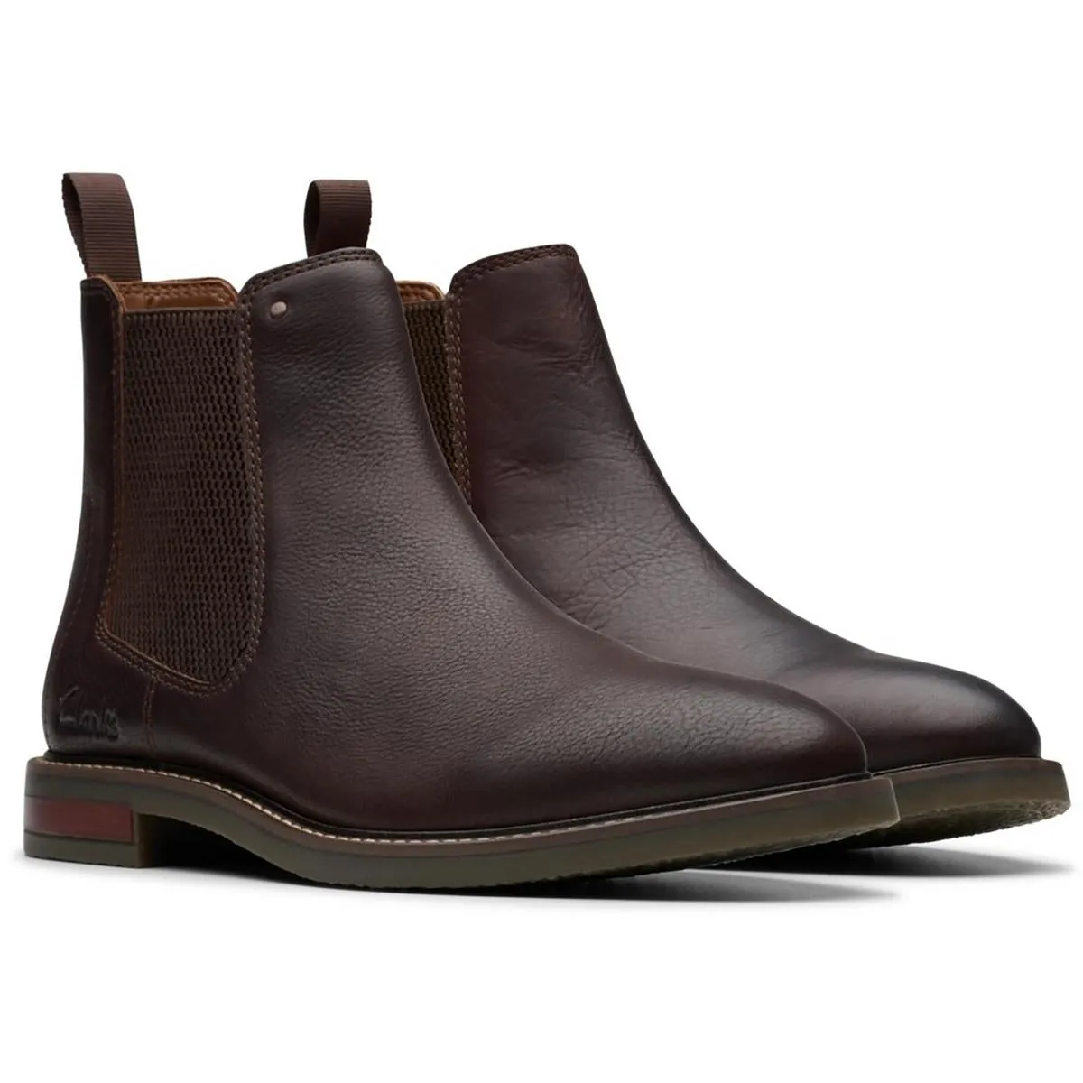 Mens Contrast Trim Leather Chelsea Boots