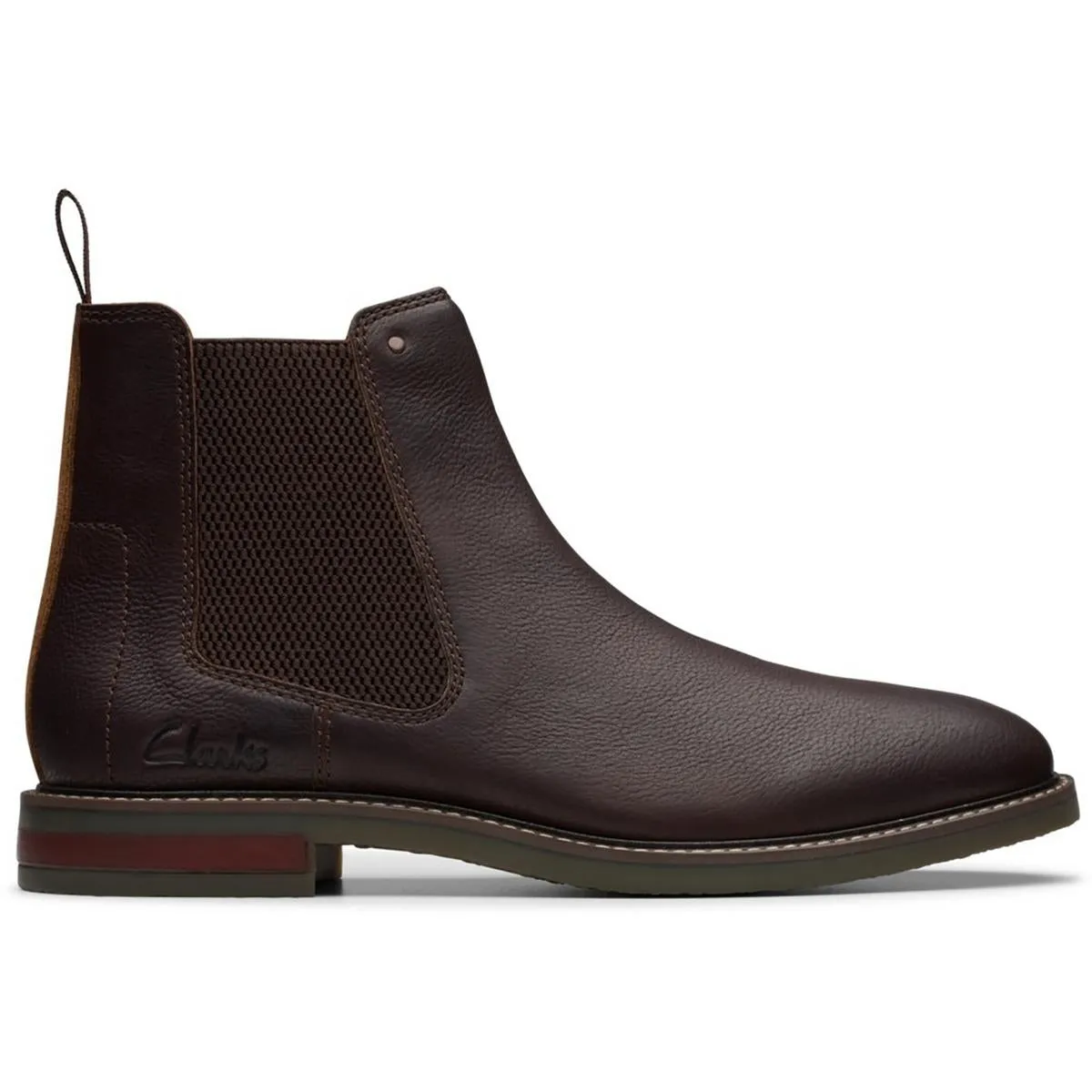 Mens Contrast Trim Leather Chelsea Boots