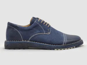 Men's Derby Toe-Cap Leather Dress Shoes In Navy