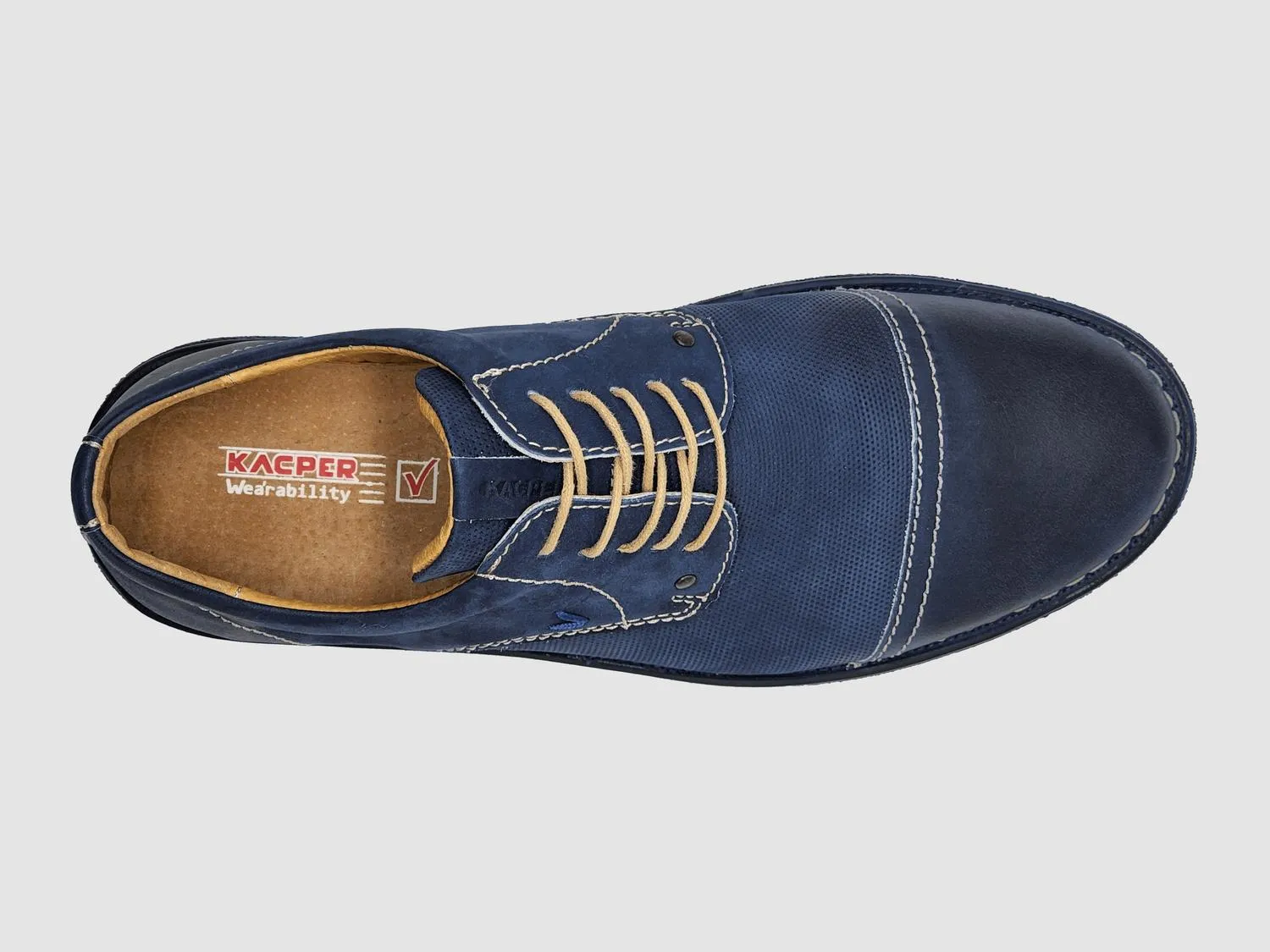 Men's Derby Toe-Cap Leather Dress Shoes In Navy