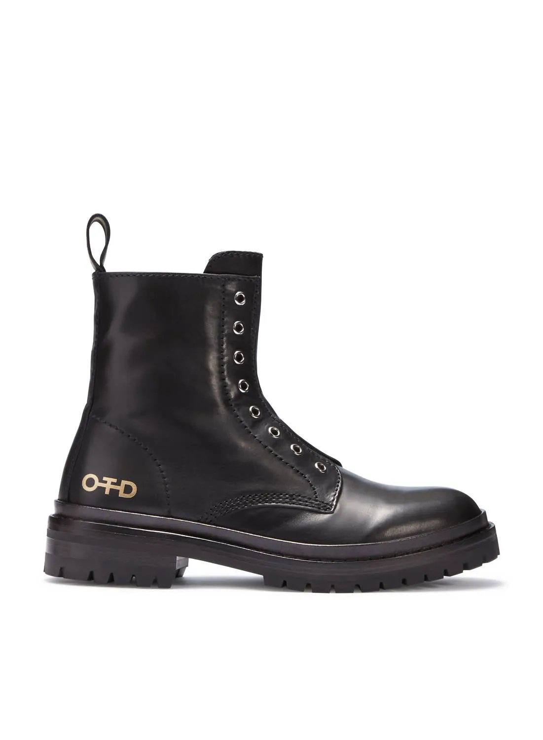 Men's Laceless Leather Combat Boots In Black