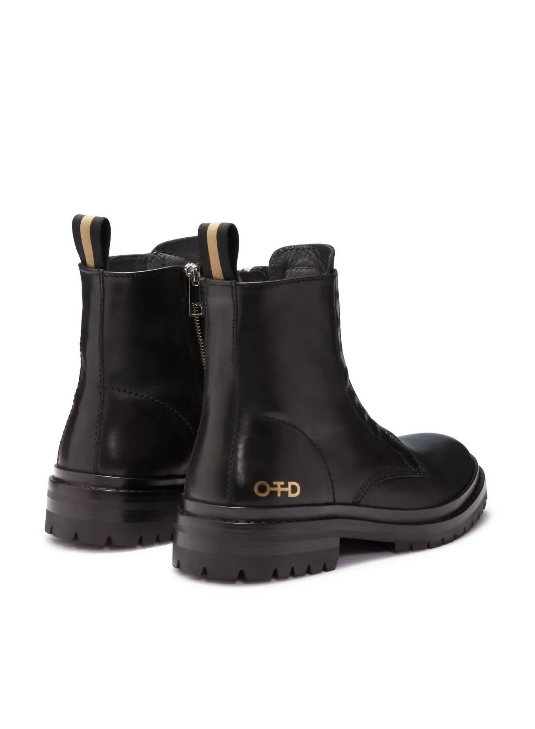 Men's Laceless Leather Combat Boots In Black