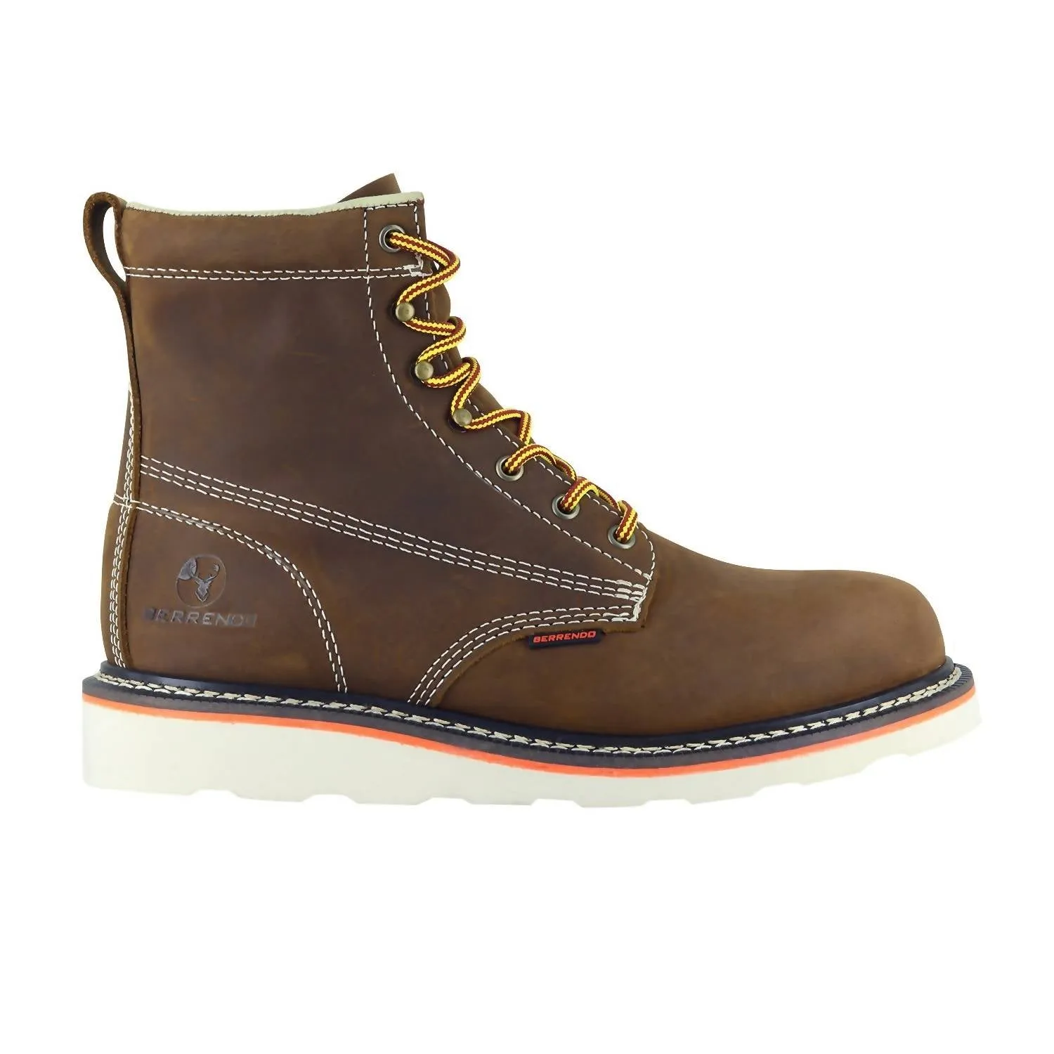 Men's Soft Toe Work Boots Safety Footwear Electrical Hazard Rated In Brown