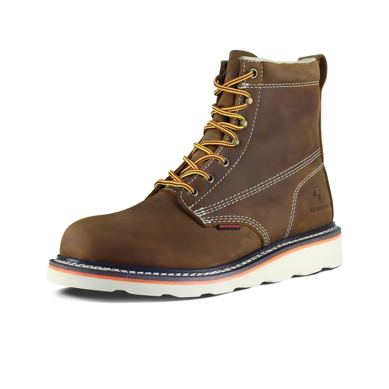 Men's Soft Toe Work Boots Safety Footwear Electrical Hazard Rated In Brown