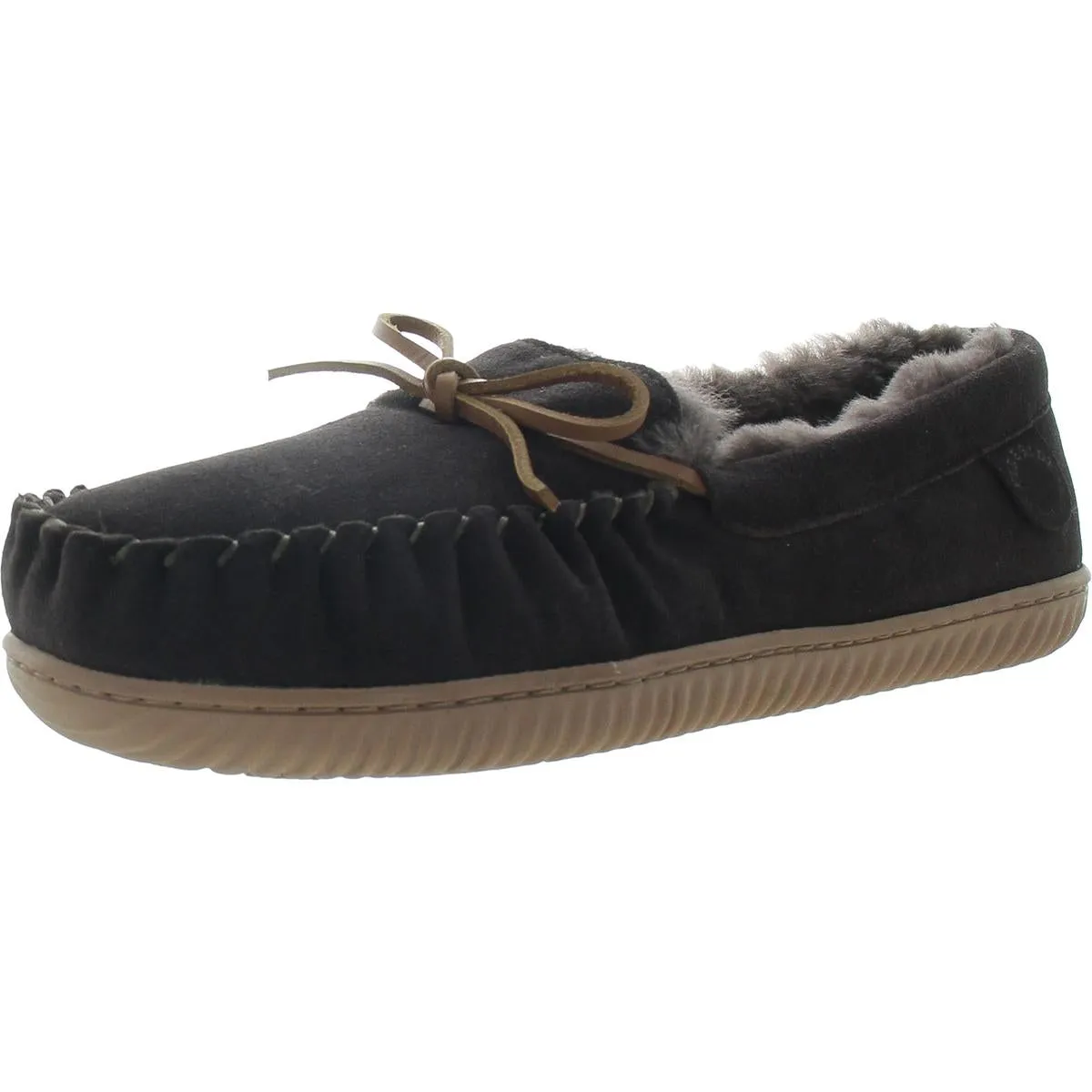 Mens Textured Suede Moccasin Slippers