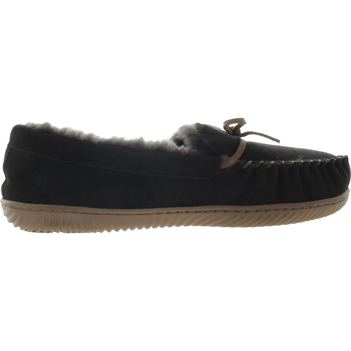 Mens Textured Suede Moccasin Slippers