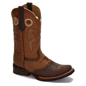 Men's Western Cowboy Leather Boots In Brown